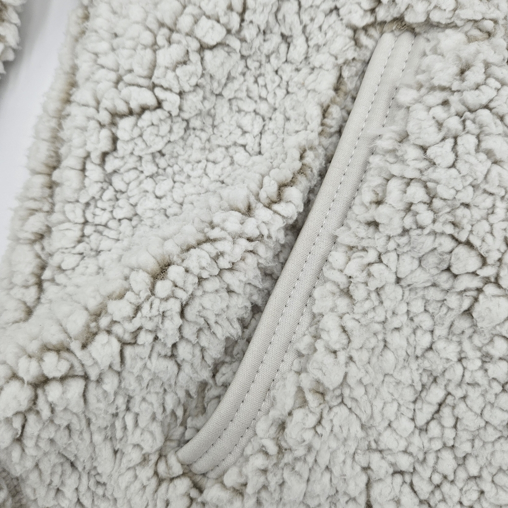 Cozy Sherpa Women's Large Off White Beige 1/4 zip Fleece PullOver With Pockets - Picture 12 of 16